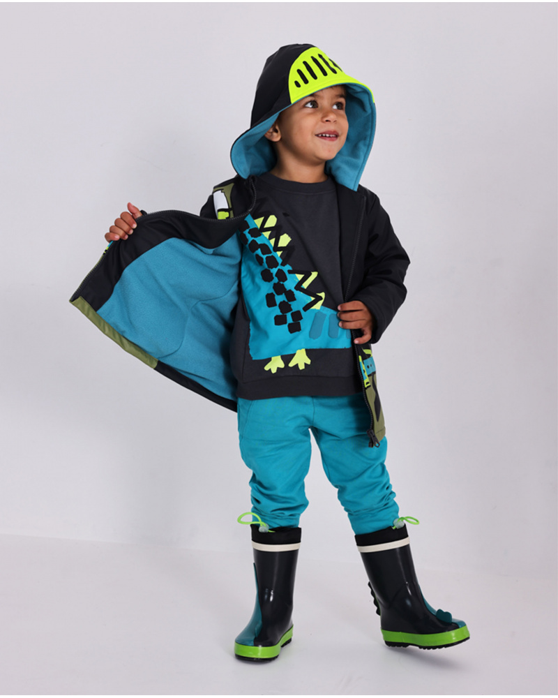 Pantalón de felpa para niño en azul con cintura elástica