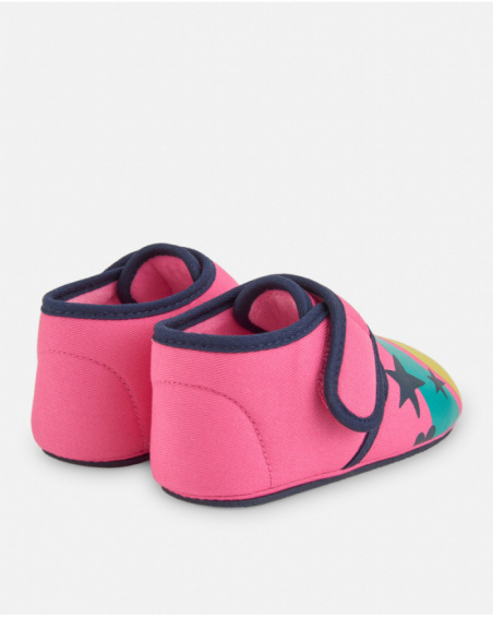 Zapatillas de casa de niña color rosa con cierre de velcro