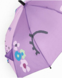 Paraguas de niña color lila con orejitas y estampado floral