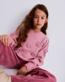 Jersey de punto rosa para niña con apliques de flores | tuc tuc CN