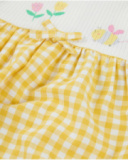 Vestido de recién nacido de plana y estampado vichy