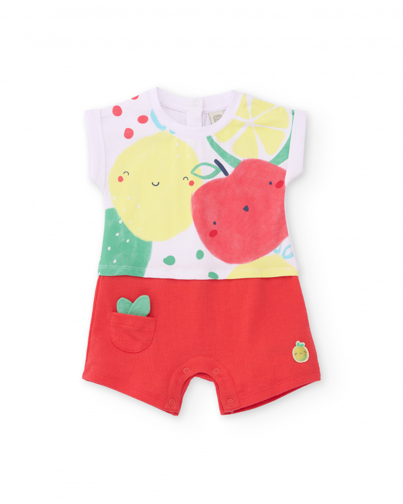 Pelele de recién nacido de punto y estampado grande de frutas