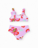 Bikini de niña de punto y aplique de flor