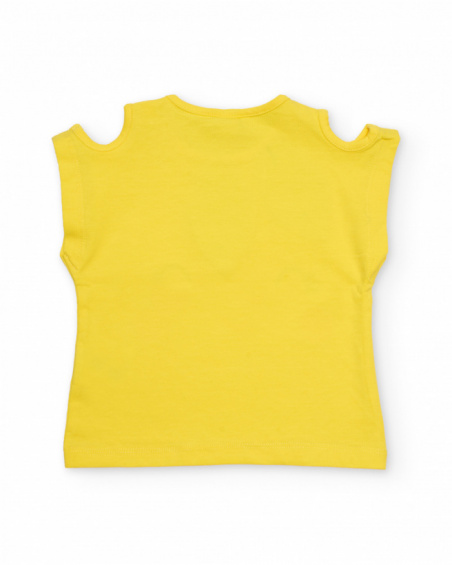 Camiseta de niña de punto y aberturas en hombros