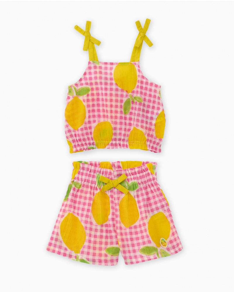 Conjunto de niña de plana y diseño de limones