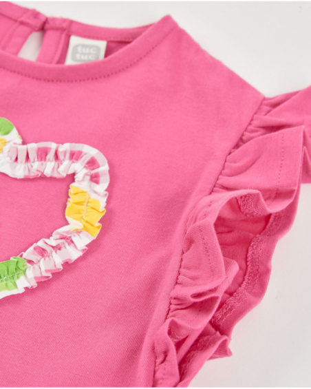 Camiseta de niña de punto y flor en relieve