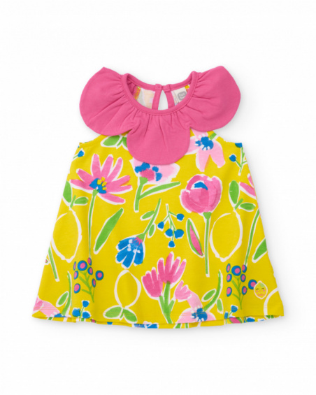 Vestido de niña de punto y cuello pétalo