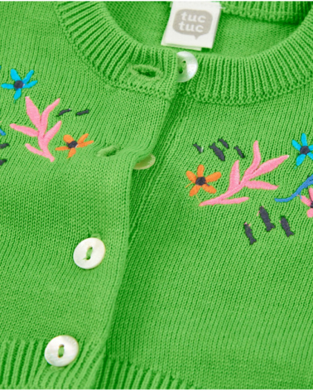 Chaqueta de niña de tricot con bordado frontal