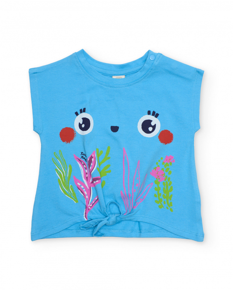 Camiseta de niña de punto con nudo decorativo