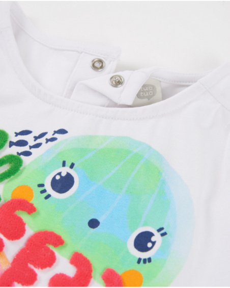 Camiseta de niña de punto y detalles oceánicos