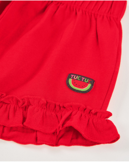 Short de niña de punto y volante en el bajo