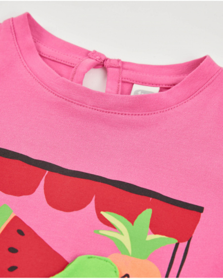 Camiseta de niña de punto con frutas en relieve