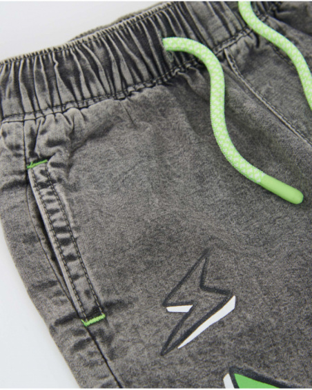 Bermuda de niño de plana y denim efecto lavado