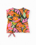 Camiseta de niña de punto con nudo en bajo