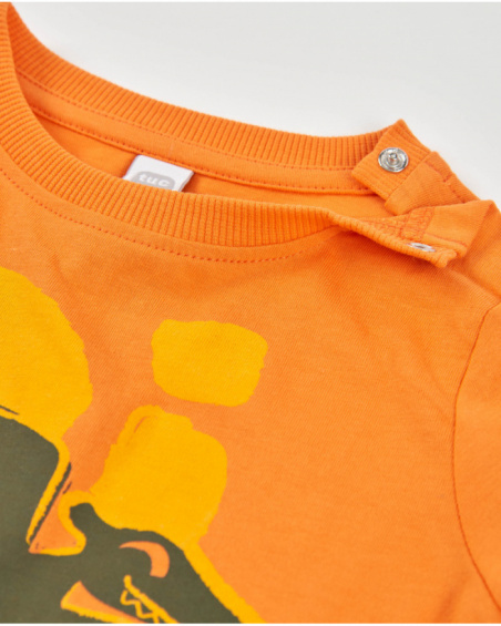 Camiseta de niño de punto y estampado a contraste