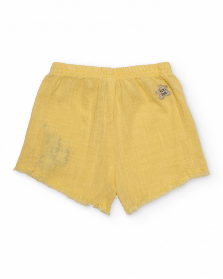 Short de niña de plana con bordado lateral
