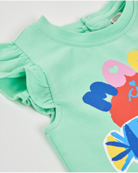 Camiseta de niña de punto con volantes en mangas