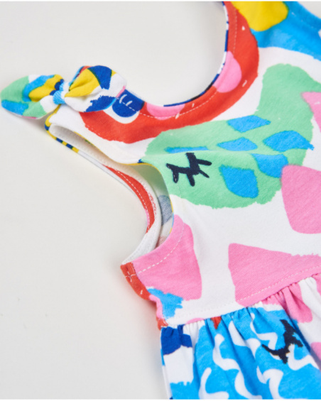 Vestido de niña de punto con tirantes anudados