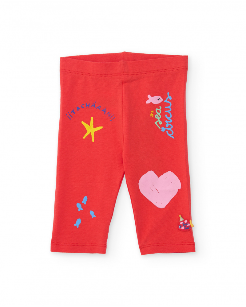 Leggings de niña de punto y estampados decorativos