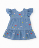 Vestido de niña de plana y denim suave