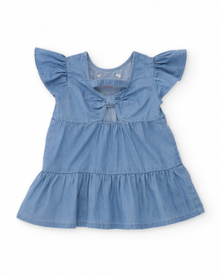 Vestido de niña de plana y denim suave