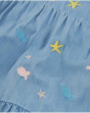 Vestido de niña de plana y denim suave