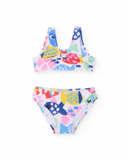 Bikini de niña de punto y detalle fruncido