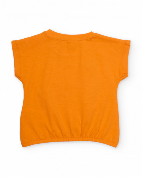 Camiseta de niña de punto y bajo elástico