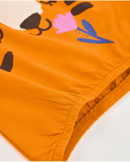 Camiseta de niña de punto y bajo elástico