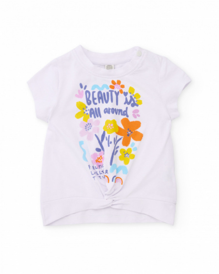 Camiseta de niña de punto y nudo decorativo