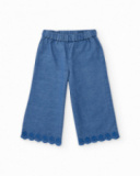 Pantalones de niña de plana y denim ligero