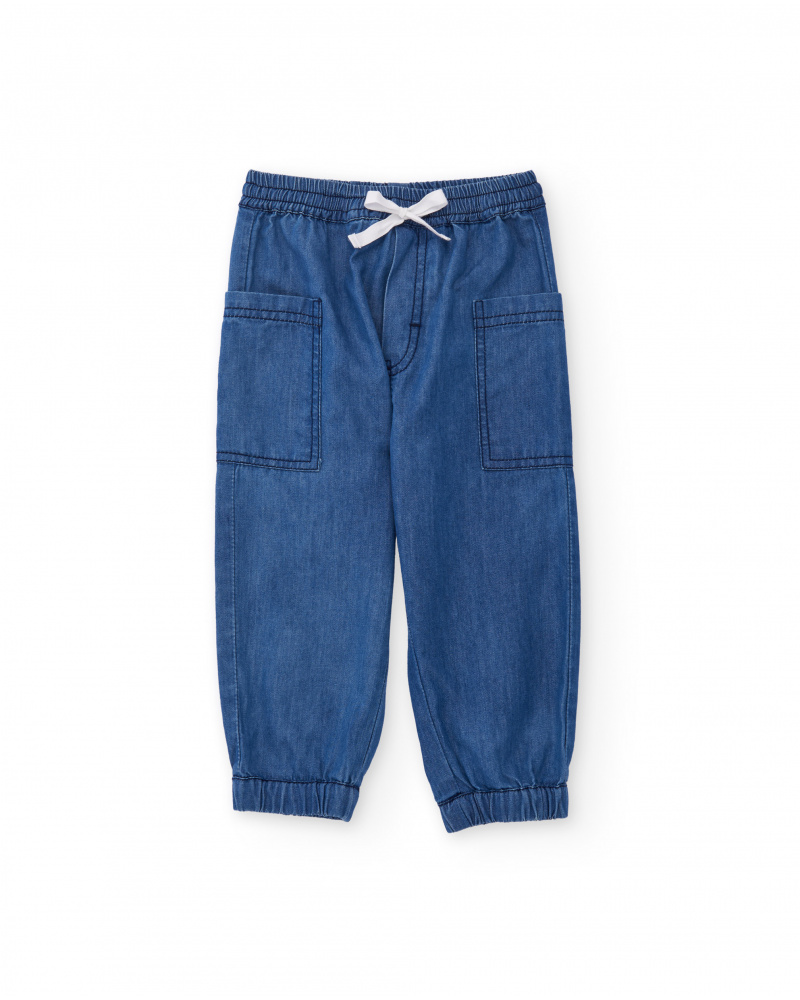 Pantalones de niño de plana con denim ligero