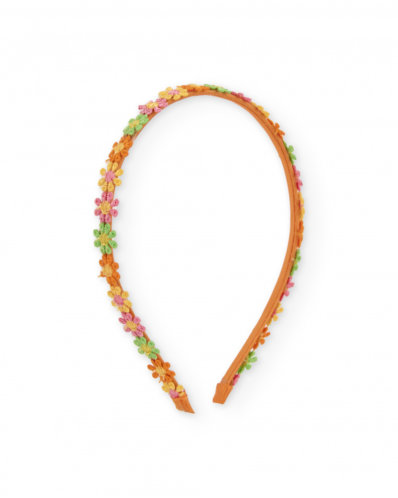 Diadema de niña de plana con bordado floral