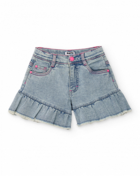 Short de niña de plana y denim suave