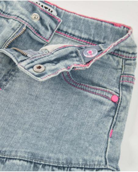 Short de niña de plana y denim suave