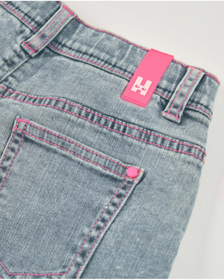 Short de niña de plana y denim suave