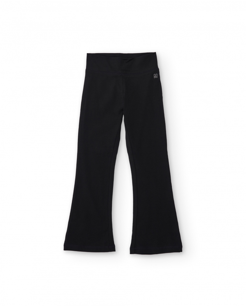 Pantalones de niña de punto y pierna acampanada