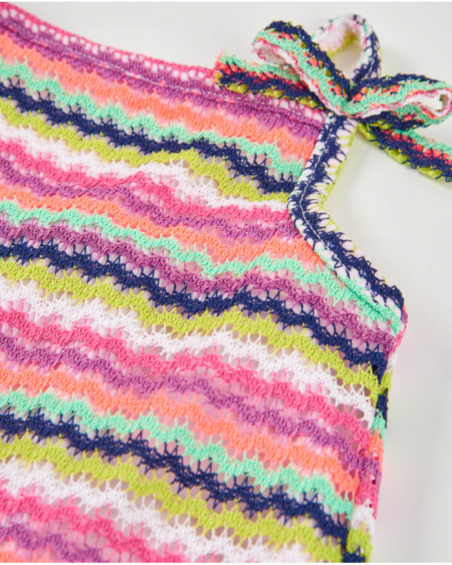 Vestido de niña de punto y tirantes con lazadas