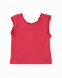 Camiseta de niña de punto con volantes en el cuello