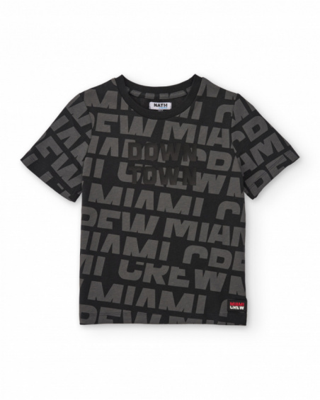 Camiseta de niño de punto con aplicación central en 3D