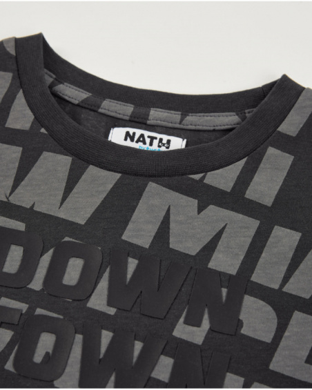 Camiseta de niño de punto con aplicación central en 3D