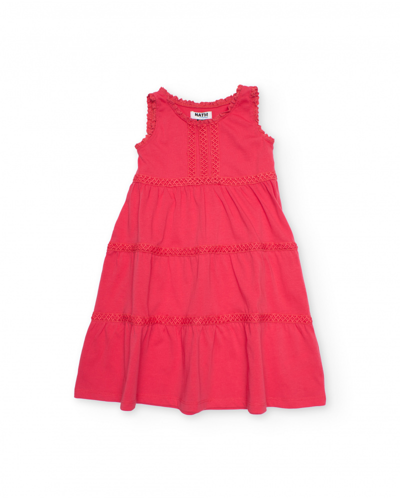 Vestido de niña de punto con detalles de encaje