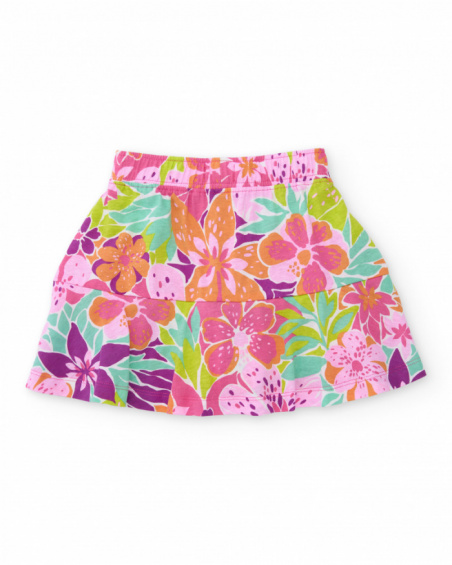 Falda de niña de punto con llamativo diseño floral