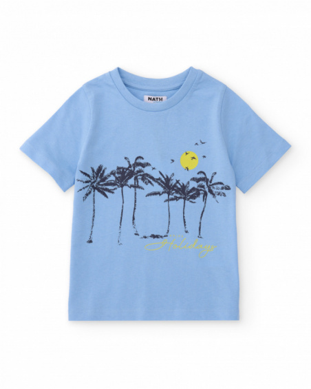 Camiseta de niño de punto y diseño frontal de palmeras