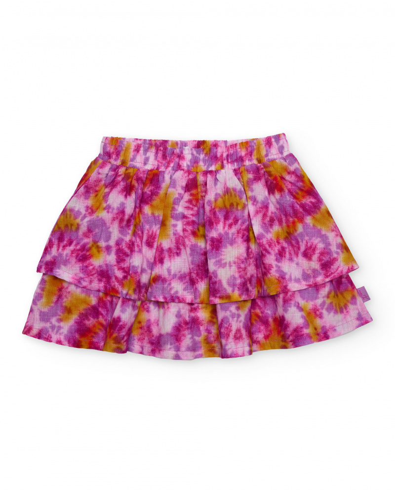 Falda de niña de plana con estampado tie-dye