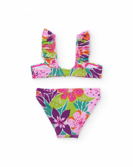 Bikini de niña de punto con volantes en tirantes