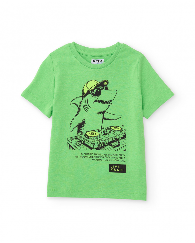 Camiseta de niño de punto con tiburón DJ