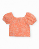 Camiseta de niña de punto con escote cuadrado