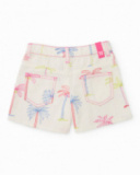 Short de niña de plana con diseño integral de palmeras