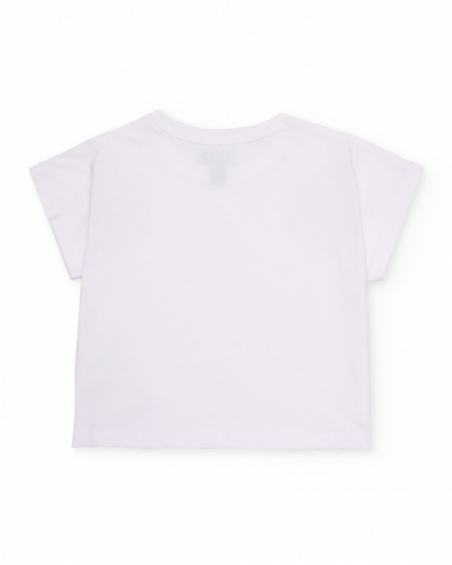 Camiseta de niña de punto con flores decorativas